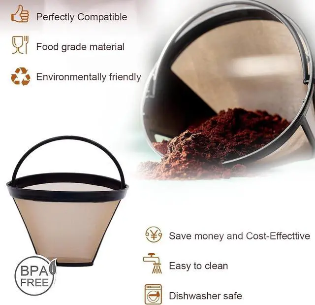 Alt view image 2 of 7 - Reusable #4 Cone Coffee Filter Basket for Ninja and Cuisinart Coffee Makers Coffee Accessories - 1 Pack Permanent Replacement for Ninja and Cuisinart Coffee Brewers