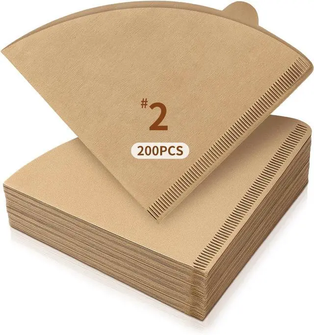 Main image of 200 Count Cone Coffee Filters #2, 2 Coffee Filters Cone, Coffee Filters Disposable, Natural Unbleached Cone Paper Filter for Pour Over and Drip Coffee Maker, Suitable for Home Coffee Shop (2-4 Cup)