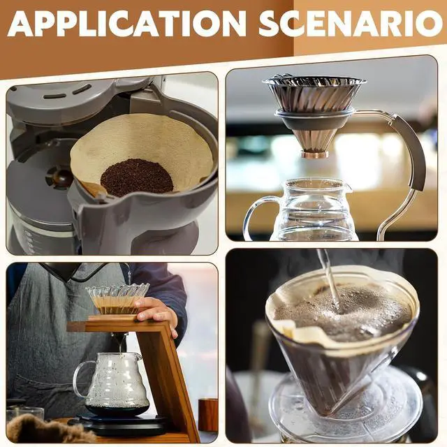Alt view image 5 of 7 - 200 Count Cone Coffee Filters #2, 2 Coffee Filters Cone, Coffee Filters Disposable, Natural Unbleached Cone Paper Filter for Pour Over and Drip Coffee Maker, Suitable for Home Coffee Shop (2-4 Cup)