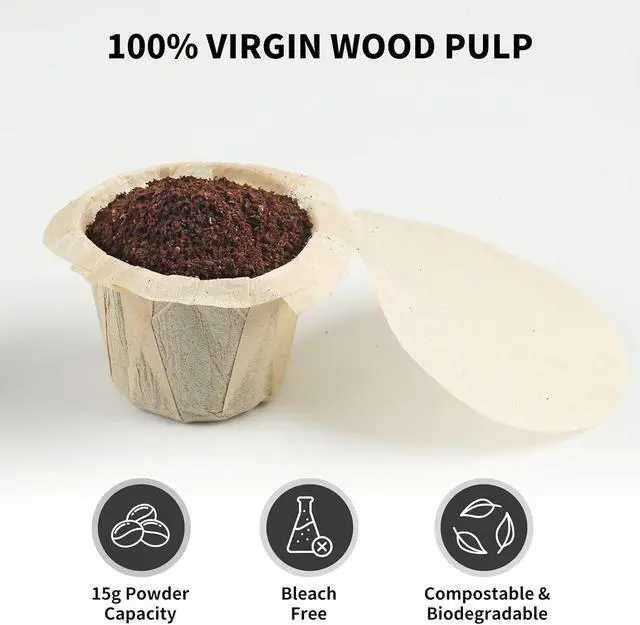 Alt view image 3 of 6 - Fanativita 100ct K Cup Coffee Filters with Genius Lid, Unbleached