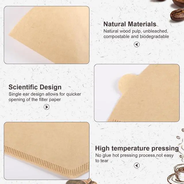Alt view image 3 of 7 - 100Pcs Coffee Filters #2, Unbleached 2 Cone Filters Paper