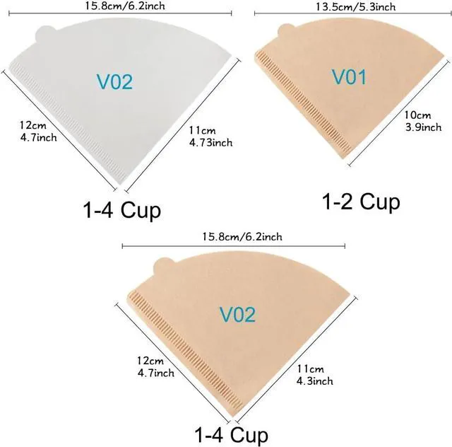 Alt view image 2 of 5 - YQL V01 Coffee Filter, 200 Count Size 01 Natural Unbleached Disposable Coffee Filters Paper Fit for Drip Coffee Dripper
