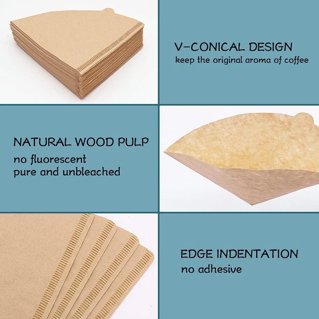 Alt view image 4 of 5 - YQL V01 Coffee Filter, 200 Count Size 01 Natural Unbleached Disposable Coffee Filters Paper Fit for Drip Coffee Dripper