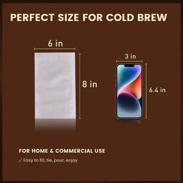 Alt view image 2 of 7 - Cold Brew Bags, 100 Count Brew Coffee Filter Bags, 6x8 Inch