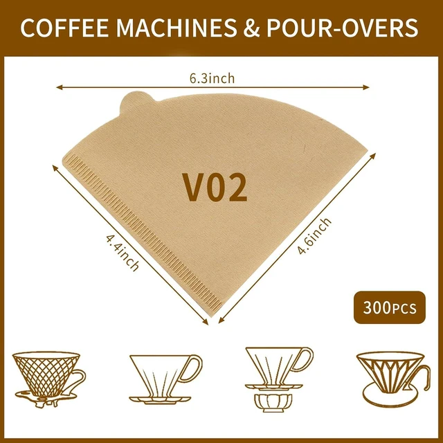 Alt view image 2 of 6 - 300 Count Coffee Filters, Size 02 Pour Over Cone Coffee FilterNatural