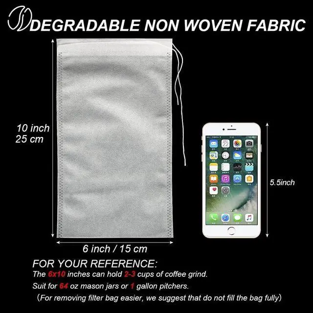 Alt view image 2 of 6 - HRX Package 50pcs Disposable Cold Brew Bags 6x10 in for Home Coffee Brewing