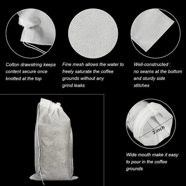 Alt view image 3 of 6 - HRX Package 50pcs Disposable Cold Brew Bags 6x10 in for Home Coffee Brewing