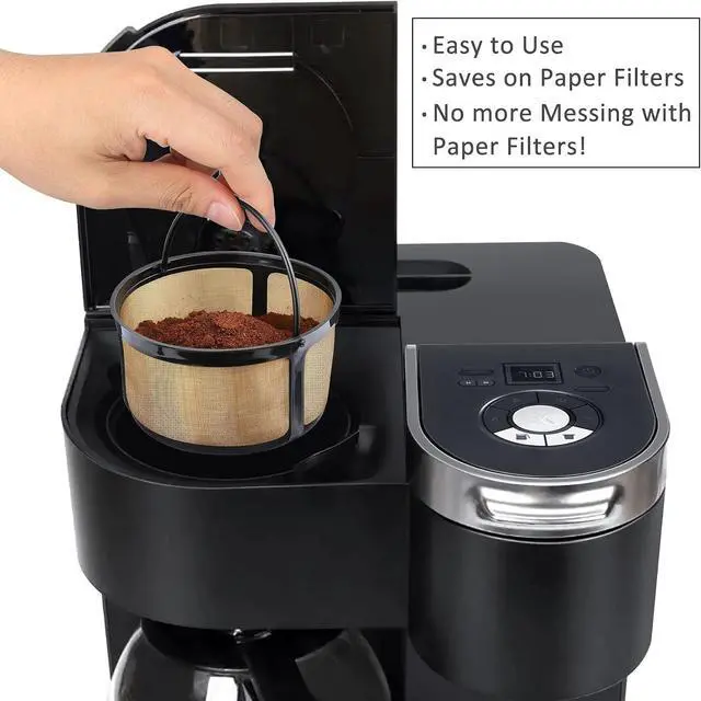 Alt view image 4 of 7 - Reusable 8-12 Cup Basket Gold Mesh Coffee Filter for Keurig K-Duo Essentials and K Duo Brewers Machine, Replaces your Paper Coffee Filters, BPA Free (1 Pack)