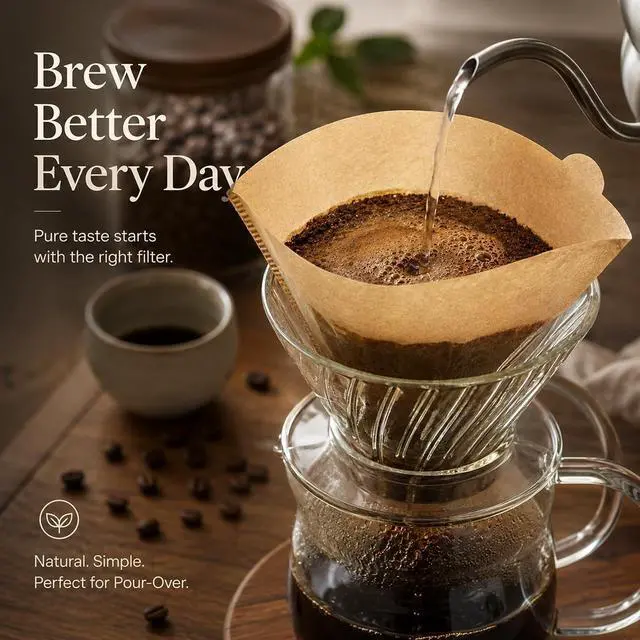 Alt view image 2 of 7 - 200 Count Coffee Filters #4 Cone Paper Unbleached, Disposable Cone Coffee Filters 8-12 Cup, Number 4 Coffee Paper Filters Fits For Pour Over and Compatible with Drip Coffee Maker