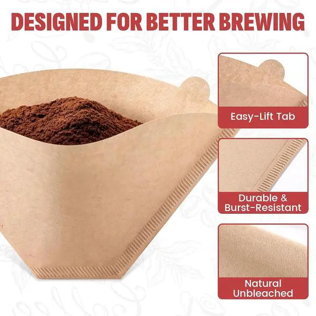 Alt view image 3 of 7 - 200 Count #4 Cone Coffee Filters, Disposable Unbleached Natural Paper Filters for 812 Cup Drip & Pour Over Coffee Makers, Compatible with Ninja & Cuisinart Coffee Makers