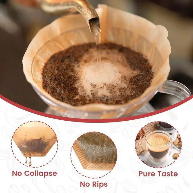 Alt view image 4 of 7 - 200 Count #4 Cone Coffee Filters, Disposable Unbleached Natural Paper Filters for 812 Cup Drip & Pour Over Coffee Makers, Compatible with Ninja & Cuisinart Coffee Makers