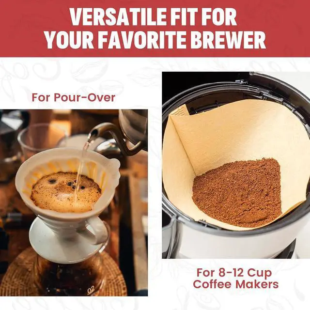 Alt view image 5 of 7 - 200 Count #4 Cone Coffee Filters, Disposable Unbleached Natural Paper Filters for 812 Cup Drip & Pour Over Coffee Makers, Compatible with Ninja & Cuisinart Coffee Makers