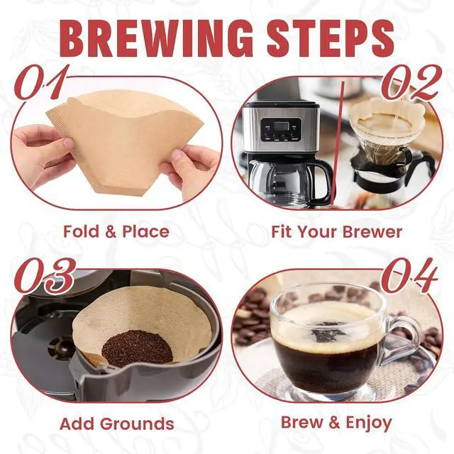 Alt view image 6 of 7 - 200 Count #4 Cone Coffee Filters, Disposable Unbleached Natural Paper Filters for 812 Cup Drip & Pour Over Coffee Makers, Compatible with Ninja & Cuisinart Coffee Makers