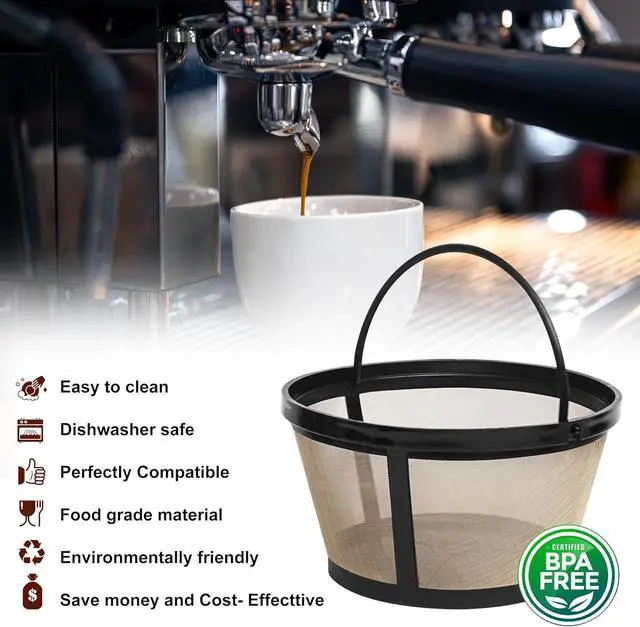 Alt view image 2 of 7 - 8-12 Cup Reusable Filter Basket With Closed Bottom Fits MrCoffee Coffee Maker and Brewer - Permanent Filter Replacement for Mr Coffee Gold Basket-Style Filters 1-Pack