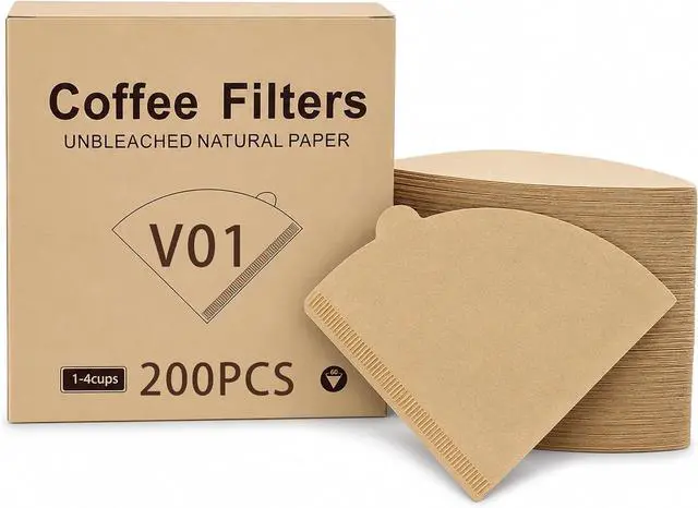 Main image of Coffee Filter 01,Set of 200 V01 Coffee Filters Size 01 Cone Coffee Filters Natural Unbleached Disposable Coffee Filter Paper For Pour Over Coffee Dripper and Coffee Maker(1-2 Cup)