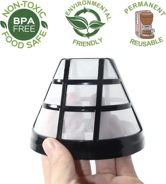 Alt view image 6 of 7 - 4-Pack Fine-Mesh No.4 Cone Reusable Coffee Basket Filter Replacement