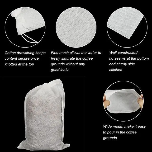 Alt view image 3 of 6 - HRX Package 50pcs Disposable Cold Brew Bags 8x12 in for Home Coffee Brewing