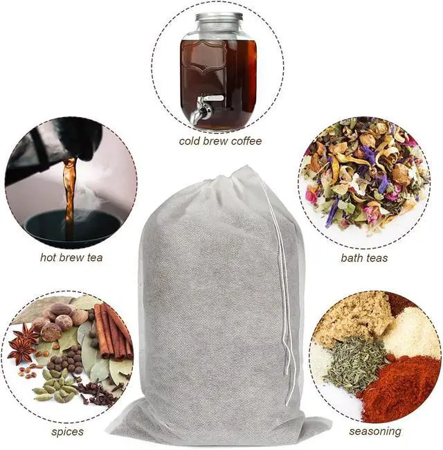 Alt view image 6 of 6 - HRX Package 50pcs Disposable Cold Brew Bags 8x12 in for Home Coffee Brewing