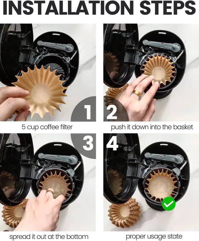 Alt view image 4 of 7 - MIMORE 5 Cup Coffee Filter - 120 PCS Small Coffee Filters Compatible with Mr Coffee Filters 5 Cup - Unbleached Basket Disposable Paper Filter