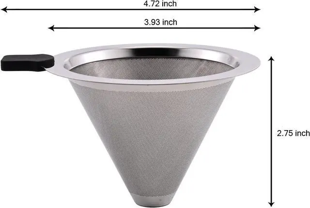 Alt view image 2 of 7 - Pour Over Coffee Filter Dripper,Stainless Steel Reusable Cone Drip