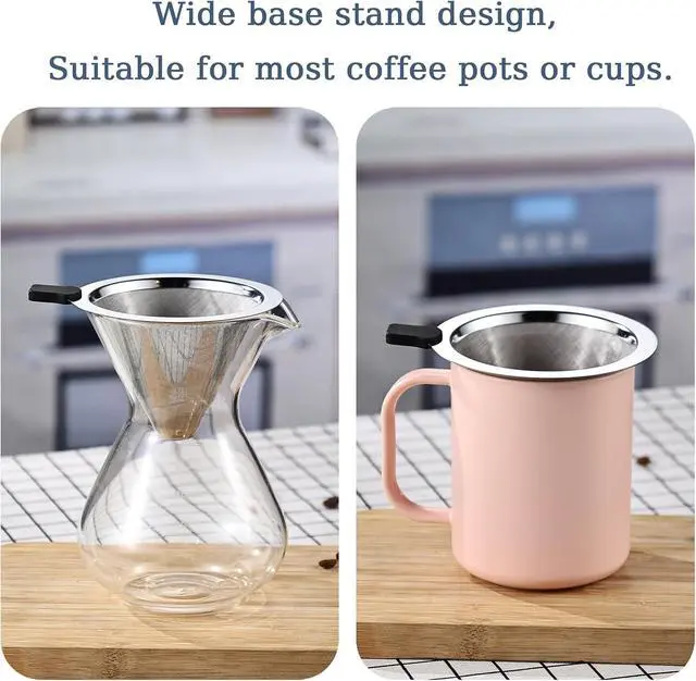 Alt view image 4 of 7 - Pour Over Coffee Filter Dripper,Stainless Steel Reusable Cone Drip