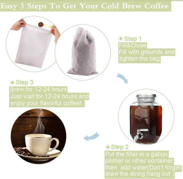 Alt view image 4 of 7 - YQL 8x12 Inch Cold Brew Coffee Filter Bags, 50PCS Extra Large Mesh Bags