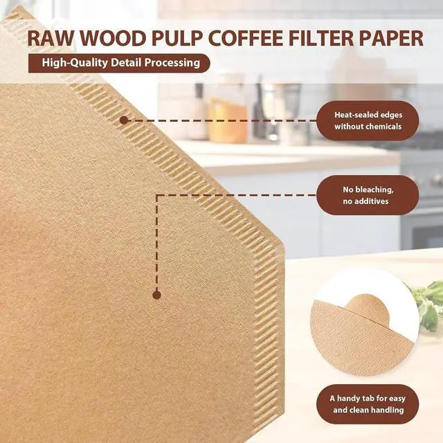 Alt view image 6 of 7 - 200 Count Coffee Filters #4, Unbleached Cone Coffee Filters 8-12 Cup