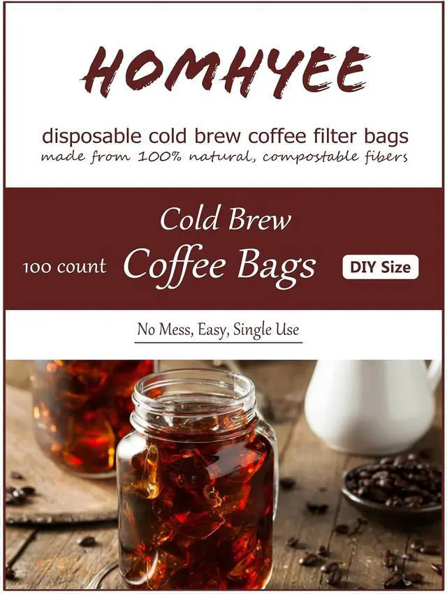 Alt view image 7 of 7 - No Mess Cold Brew Coffee Filters - 100 Count Disposable Fine Mesh Brewing Bags for Concentrate/Iced Coffee Maker, French/Cold Press Kit, Hot Tea in Mason Jar or Pitcher, 4 x 6 Inches