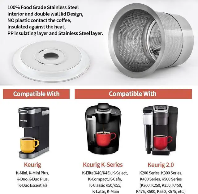 Alt view image 3 of 7 - SUS304 Reusable Refillable K Cup Pod Filters, Fits Keurig 1.0 & 2.0 Brewers