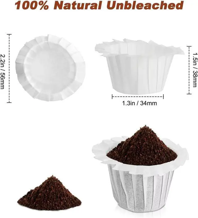 Alt view image 2 of 7 - Disposable Paper Coffee Filters, Keurig K Cup Paper Filters for Keurig Single Brewer Reusable Cups, K-cup Coffee Pods, Fits All Brands Reusable K Cups (150)