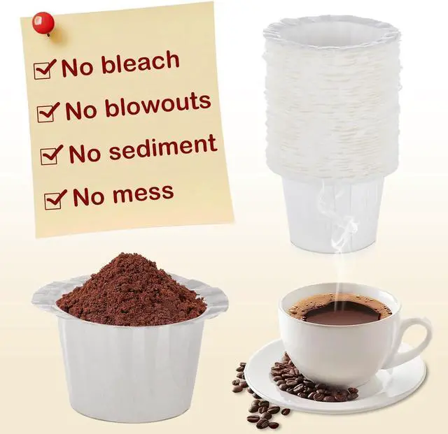 Alt view image 3 of 7 - Disposable Paper Coffee Filters, Keurig K Cup Paper Filters for Keurig Single Brewer Reusable Cups, K-cup Coffee Pods, Fits All Brands Reusable K Cups (150)