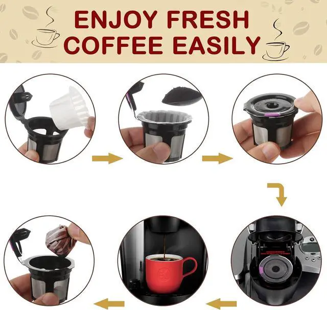 Alt view image 6 of 7 - Disposable Paper Coffee Filters, Keurig K Cup Paper Filters for Keurig Single Brewer Reusable Cups, K-cup Coffee Pods, Fits All Brands Reusable K Cups (150)