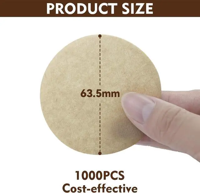 Alt view image 3 of 6 - 1000 Pcs Brown Paper Round Coffee Filters for AeroPress Coffee Makers