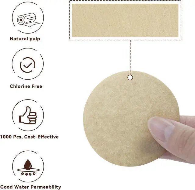 Alt view image 4 of 6 - 1000 Pcs Brown Paper Round Coffee Filters for AeroPress Coffee Makers