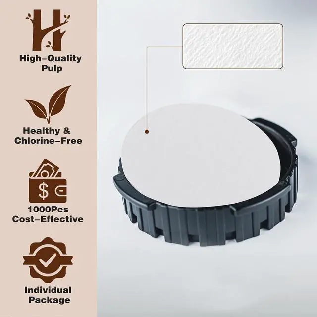 Alt view image 4 of 6 - 1000 Pcs Round Disposable Coffee Filters Paper for Aeropress Coffee Makers