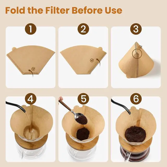 Alt view image 3 of 7 - 200 Count #4 Cone Coffee Filters 8-12 Cup, Unbleached Natural Coffee Paper Filters, No Blowout, Disposable Coffee Filter for Pour Over and Drip Coffee Maker