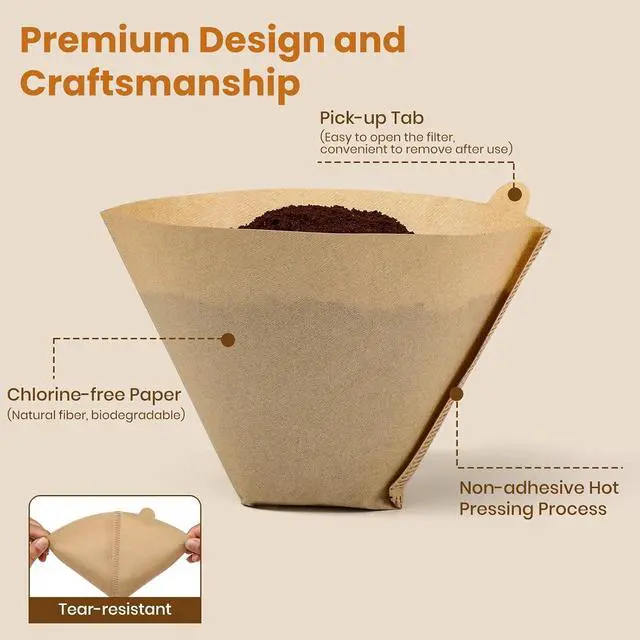 Alt view image 4 of 7 - 200 Count #4 Cone Coffee Filters 8-12 Cup, Unbleached Natural Coffee Paper Filters, No Blowout, Disposable Coffee Filter for Pour Over and Drip Coffee Maker
