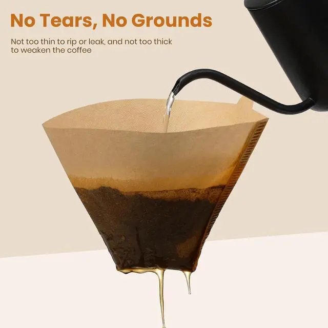 Alt view image 5 of 7 - 200 Count #4 Cone Coffee Filters 8-12 Cup, Unbleached Natural Coffee Paper Filters, No Blowout, Disposable Coffee Filter for Pour Over and Drip Coffee Maker