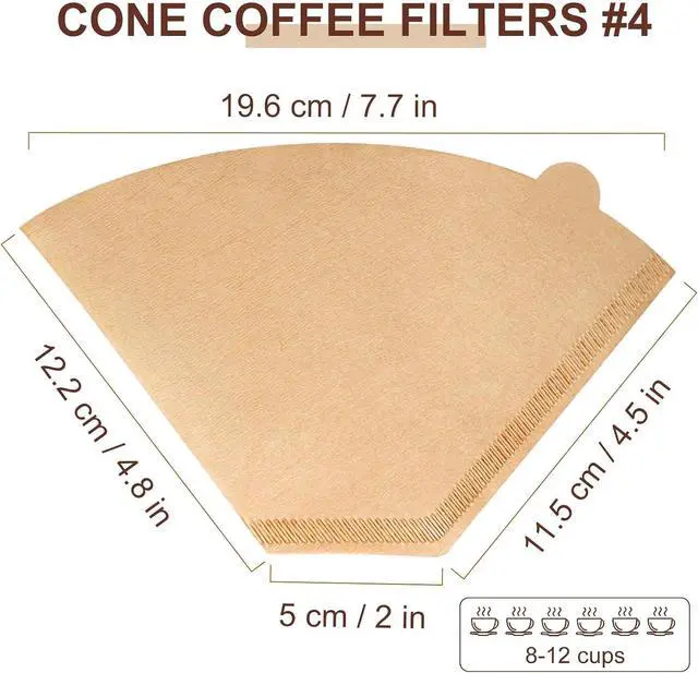 Alt view image 2 of 7 - 200Pcs #4 Coffee Filters Cone 8-12 Cup for Drip Coffee Maker