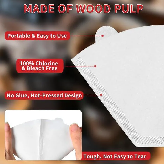 Alt view image 3 of 7 - 100 Count Coffee Filters #4 Compatible with Technivorm Moccamaster, Oxygen-Bleached White Coffee Filters, Durable No Blowout, Disposable Filter No 4 for Pour Over and Drip Coffee-Maker