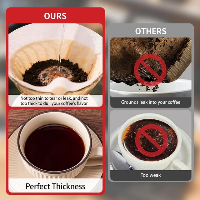 Alt view image 4 of 7 - 100 Count Coffee Filters #4 Compatible with Technivorm Moccamaster, Oxygen-Bleached White Coffee Filters, Durable No Blowout, Disposable Filter No 4 for Pour Over and Drip Coffee-Maker