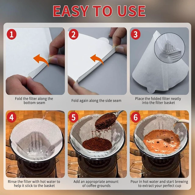 Alt view image 5 of 7 - 100 Count Coffee Filters #4 Compatible with Technivorm Moccamaster, Oxygen-Bleached White Coffee Filters, Durable No Blowout, Disposable Filter No 4 for Pour Over and Drip Coffee-Maker