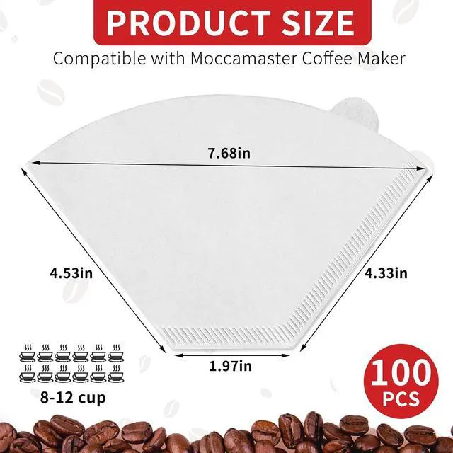 Alt view image 6 of 7 - 100 Count Coffee Filters #4 Compatible with Technivorm Moccamaster, Oxygen-Bleached White Coffee Filters, Durable No Blowout, Disposable Filter No 4 for Pour Over and Drip Coffee-Maker