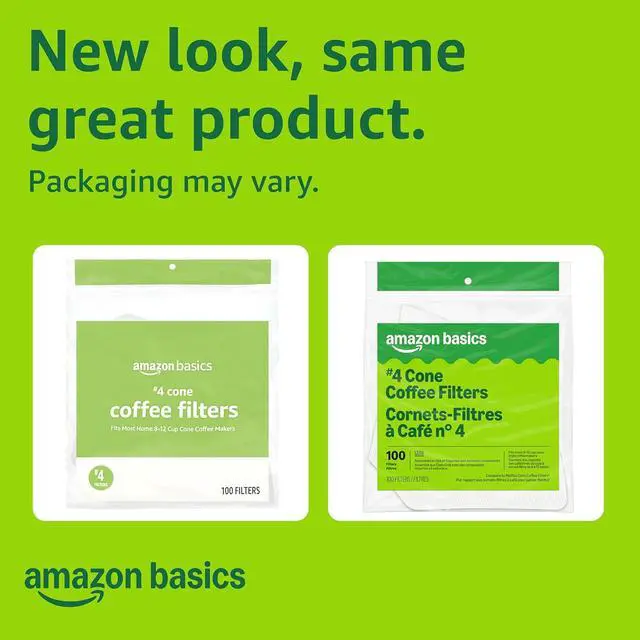 Alt view image 6 of 6 - Amazon Basics Number 4 Cone Coffee Filters for 8-12 Cup Coffee Makers, White, 100 Count