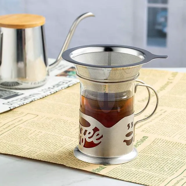 Alt view image 3 of 6 - ANNMEXX Upgraded Pour Over Coffee Filter, Coffee Dripper, Paperless Mess Stainless Steel Coffee Filter, Maker One to Two Cup Coffee, Easy to Use and Clean (1-2Cups)