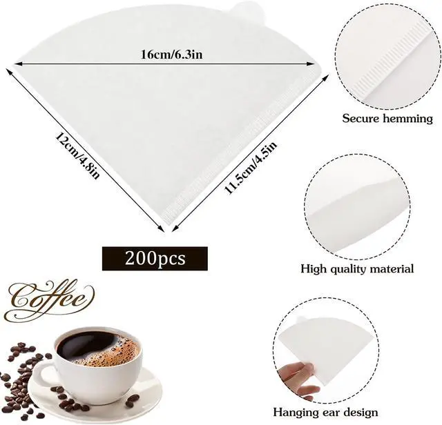 Alt view image 2 of 7 - 200 Count Coffee Filter, Size 02 Unbleached Pour Over Coffee Filter