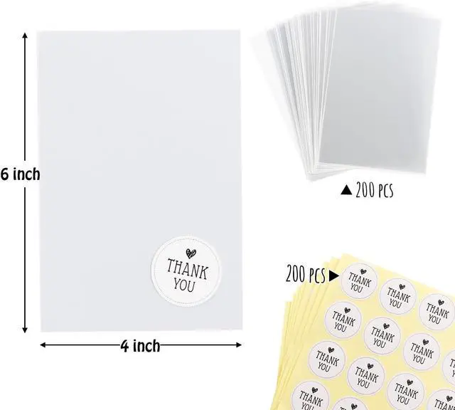 Alt view image 2 of 7 - ilauke 200Pcs Cookie Bags with Thank You Stickers, 4x6 Inches
