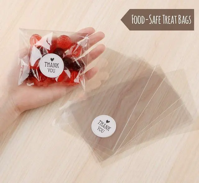 Alt view image 3 of 7 - ilauke 200Pcs Cookie Bags with Thank You Stickers, 4x6 Inches