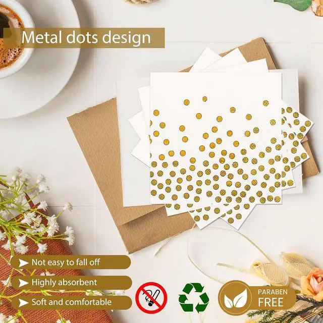 Alt view image 4 of 7 - 48PCS White and Gold Plates and Napkins Party Supplies, Gold Dot Disposable Party Paper Plates and Napkins with Forks Tableware Set for Wedding Baby Shower Birthday Decorations 16 Guests