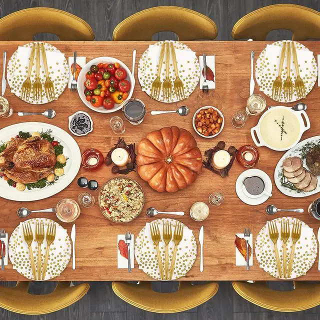 Alt view image 7 of 7 - 48PCS White and Gold Plates and Napkins Party Supplies, Gold Dot Disposable Party Paper Plates and Napkins with Forks Tableware Set for Wedding Baby Shower Birthday Decorations 16 Guests